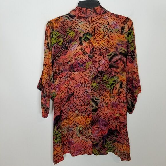 Peruvian Connection Women Taormina Floral Blouse Sz M Button Up Boho Relaxed - Picture 5 of 9